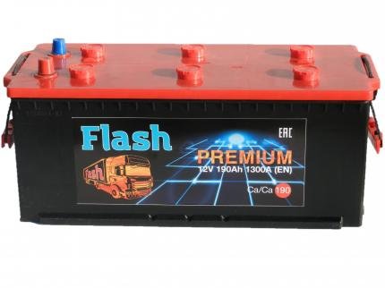Аккумулятор FLASH PREMIUM 190 Ач- 1300 А (ЕАЗ) конус евро (513х223х223)