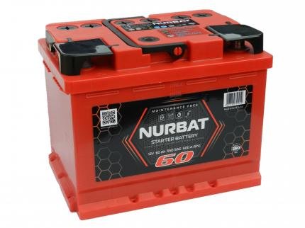 Аккумулятор NURBAT 60Ач-(500EN550SAE) АКОМ (242х175х190)