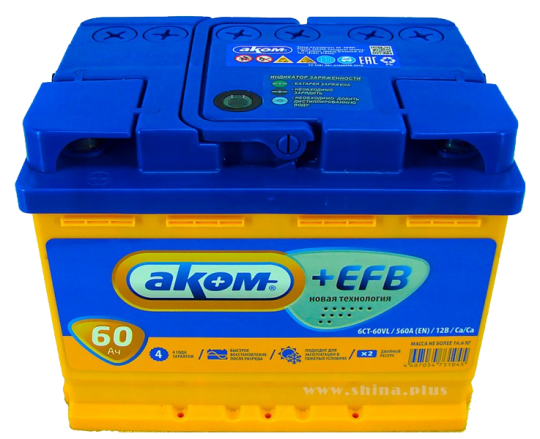 Аккумулятор Аком 60 EFB Ач - 580А (242х175х190)