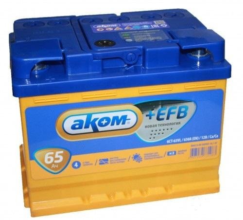 Аккумулятор Аком 65 EFB Ач - 650А (242х175х190)