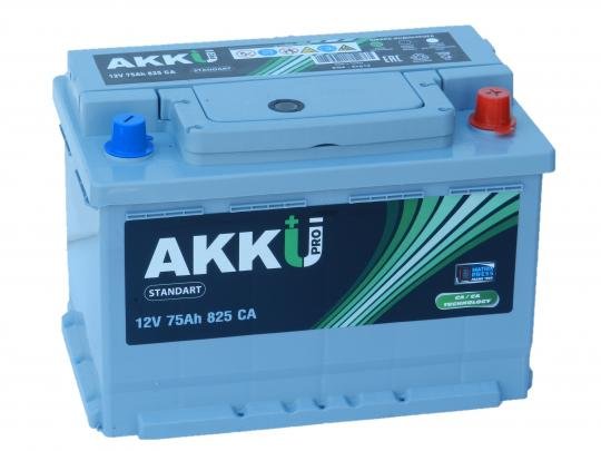 Аккумулятор AKKU STANDART 75 А.ч. - 825A. О.П. (57512) 278х175х190