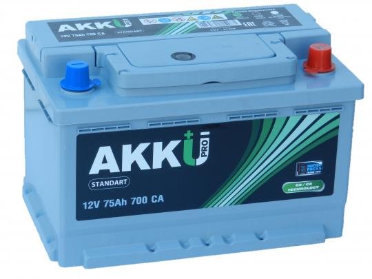 Аккумулятор AKKU STANDART 75 А.ч. - 700A. О.П .низ. (57528) 278х175х175