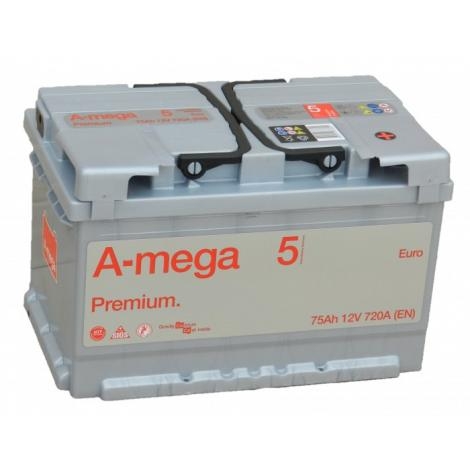 Аккумулятор AMEGA Premium 75 Ач- 720 А О.П. 278х175х175