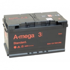 Аккумулятор AMEGA Standart 80 Ач- 760 А О.П. 315х175х175