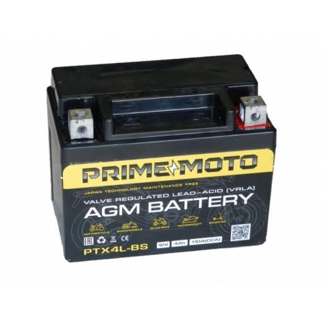 Мото аккумулятор PRIME 12V4А-110A зал AGM PTX4L-BS (113х65х84)