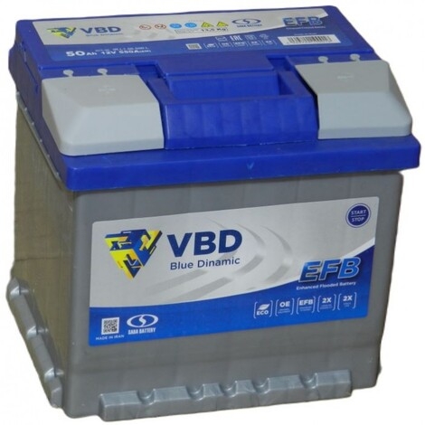 Аккумулятор VBD EFB 50 Ач-550 А L пр. низ.куб (207х175х175)