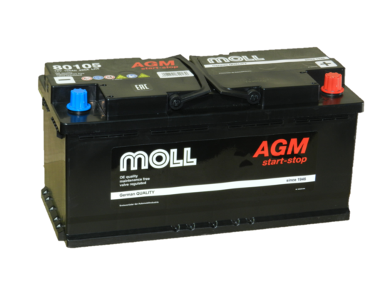 Автомобильный аккумулятор MOLL AGM 105 А/ч Обр/п