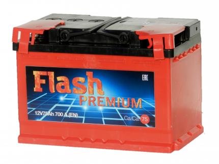 Аккумулятор FLASH PREMIUM 75 Ач- 700 А (ЕАЗ) (278х175х190)