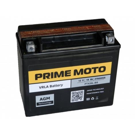 Мото аккумулятор PRIME 12V18А-270A c/эл AGM PTX20L-BS (175х85х150)